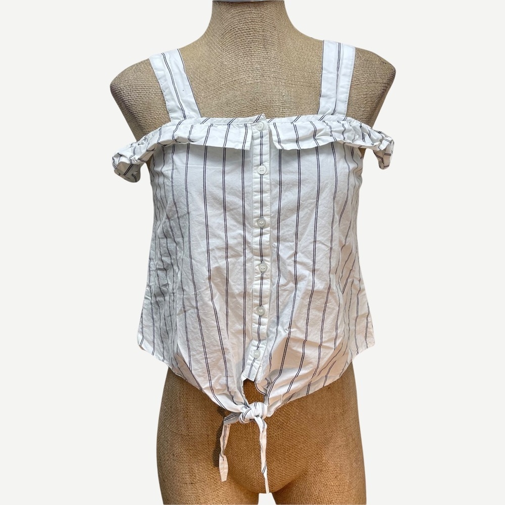 Mango ruffle button front tie tank 4